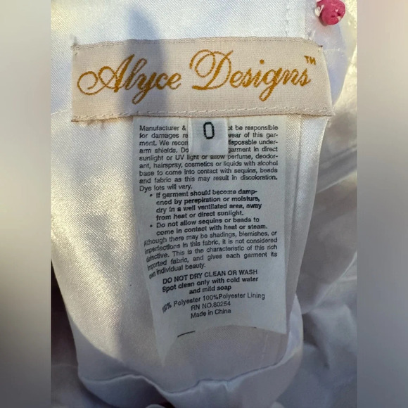 Alyce Designs Paris Pink Floral Chiffon Prom wedding gown Dress 6628 Sequins  0 - Picture 4 of 7